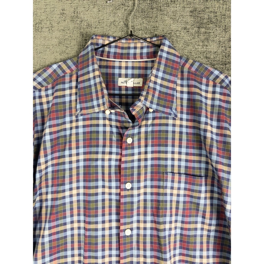 Peter Millar Button Down Shirt Mens XL Plaid Checkered Casual Performance - Picture 1 of 7